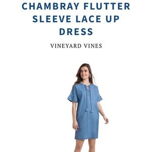 Vineyard Vines Chambray Flutter Sleeve Dress 4